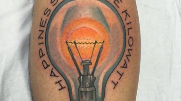 Light Bulb Tattoo on Leg