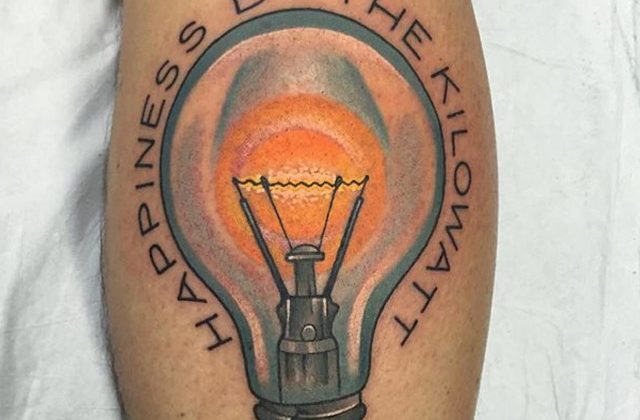 Light Bulb Tattoo on Leg