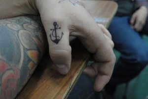 Anchor Tattoo on Thumb Finger
