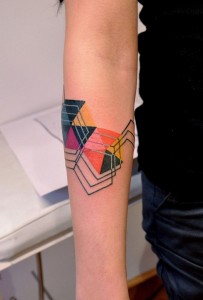 Color Geometric Tattoo on hand #girl