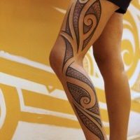 Left Leg Tribal Tattoo #women