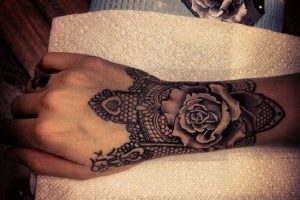 Unique Rose Shaded Tattoo on Hand